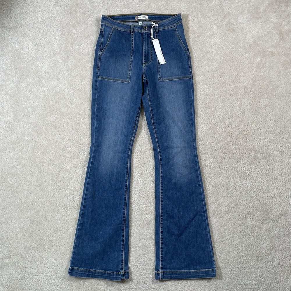 NWT Morrison Denim The Trucker Jeans Womens 27 Blue Bootcut Mid-rise - Picture 1 of 13